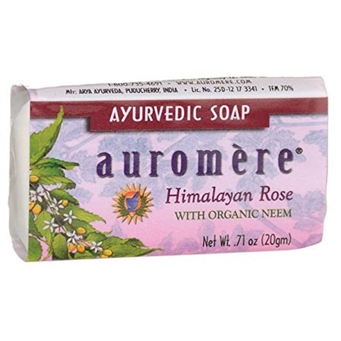 AUROMERE - Travel Size Ayurvedic Soap Himalayan Rose - 0.71 oz. (20 g)