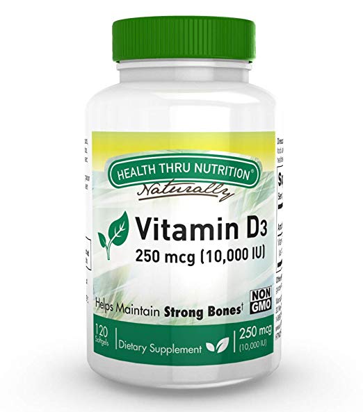 HEALTH THRU NUTRITION - Vitamin D3 250mcg 10,000 IU - 120 Softgels