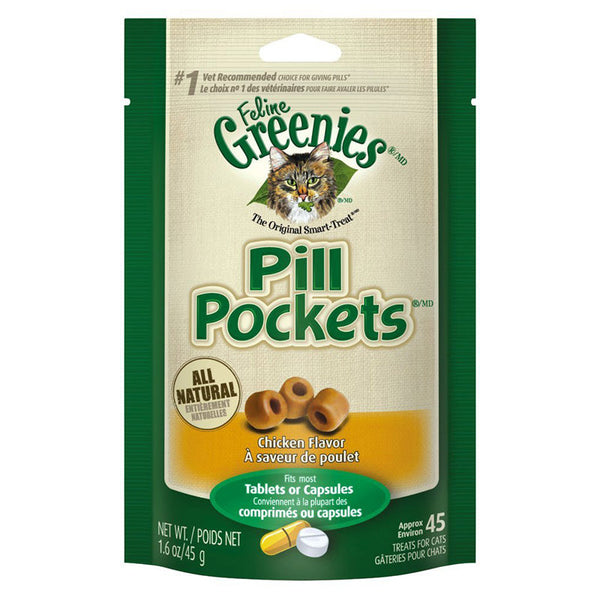GREENIES - Pill Pockets Cat Treats Chicken Flavor  - 45 Treats (1.6 oz./45 g)