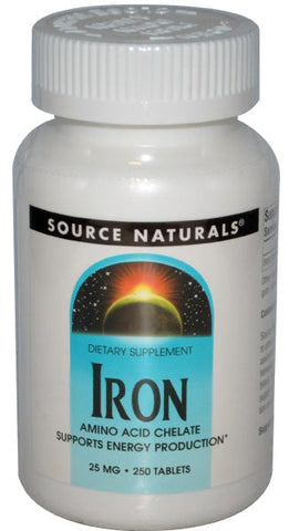 SOURCE NATURALS - Iron Chelate (25 mg) - 250 Tablets